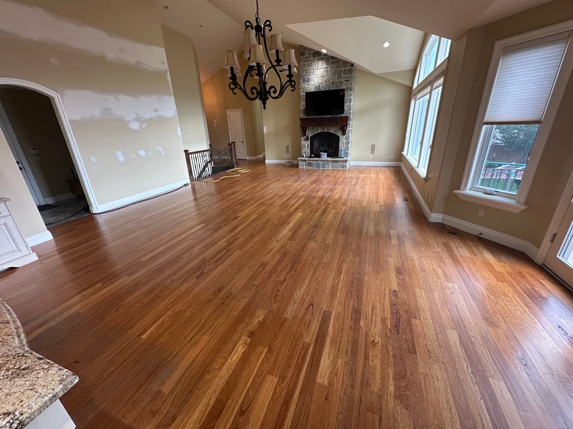 Exotic Wood Floor Refinishing Underway in West Jordan