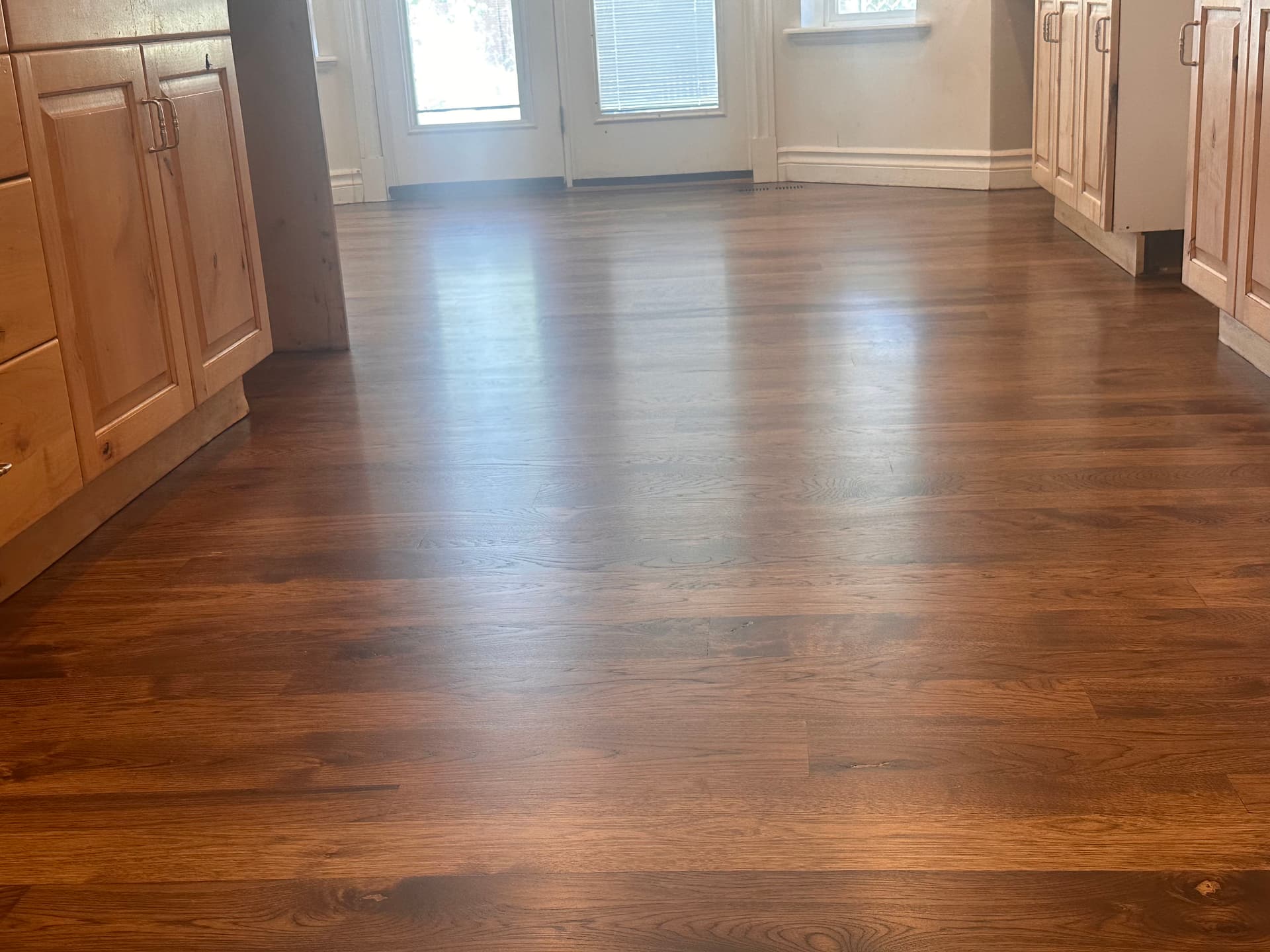 Hickory Hardwood Floors Refinished with Spice Brown Stain in Riverton