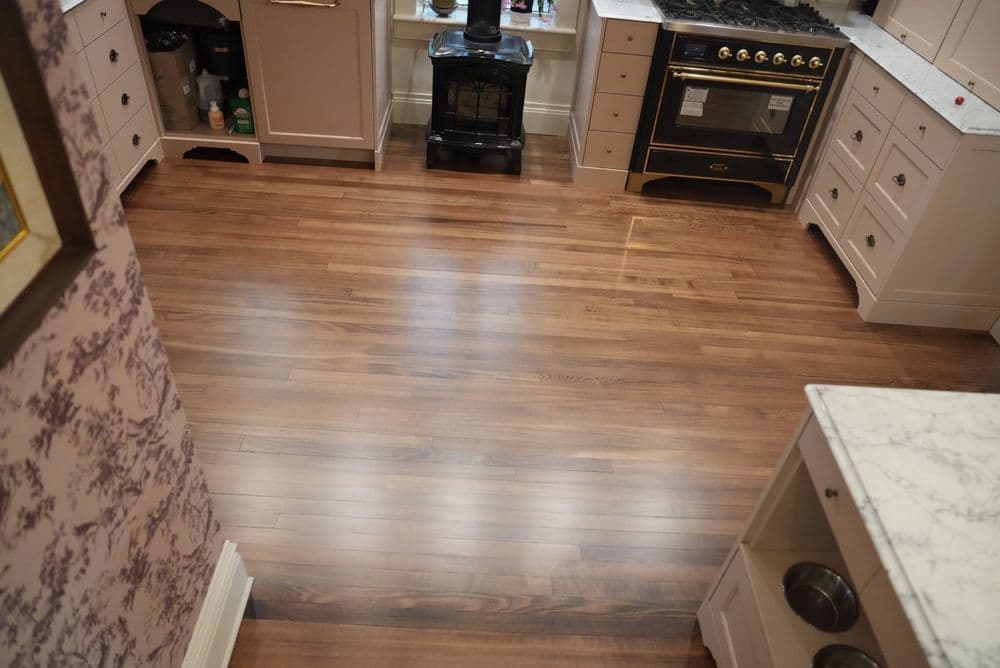 Chilean Cherry Hardwood Floors Refinished to a Satin Finish