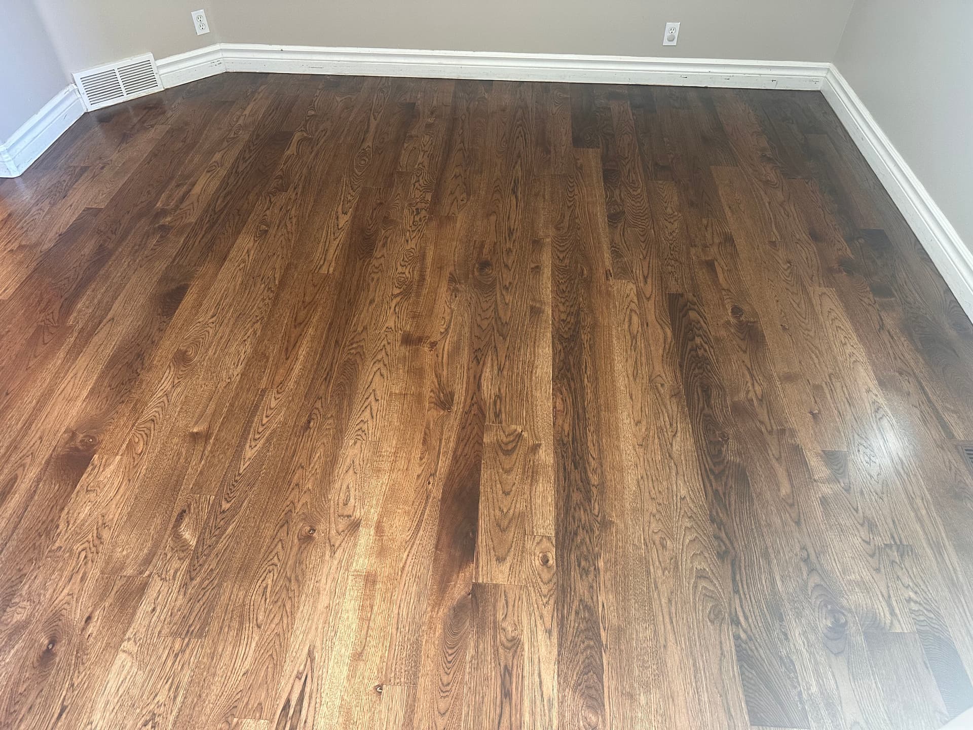 Gallery photos for Hickory Hardwood Floors Refinished with Spice Brown Stain in Riverton: Image #1
