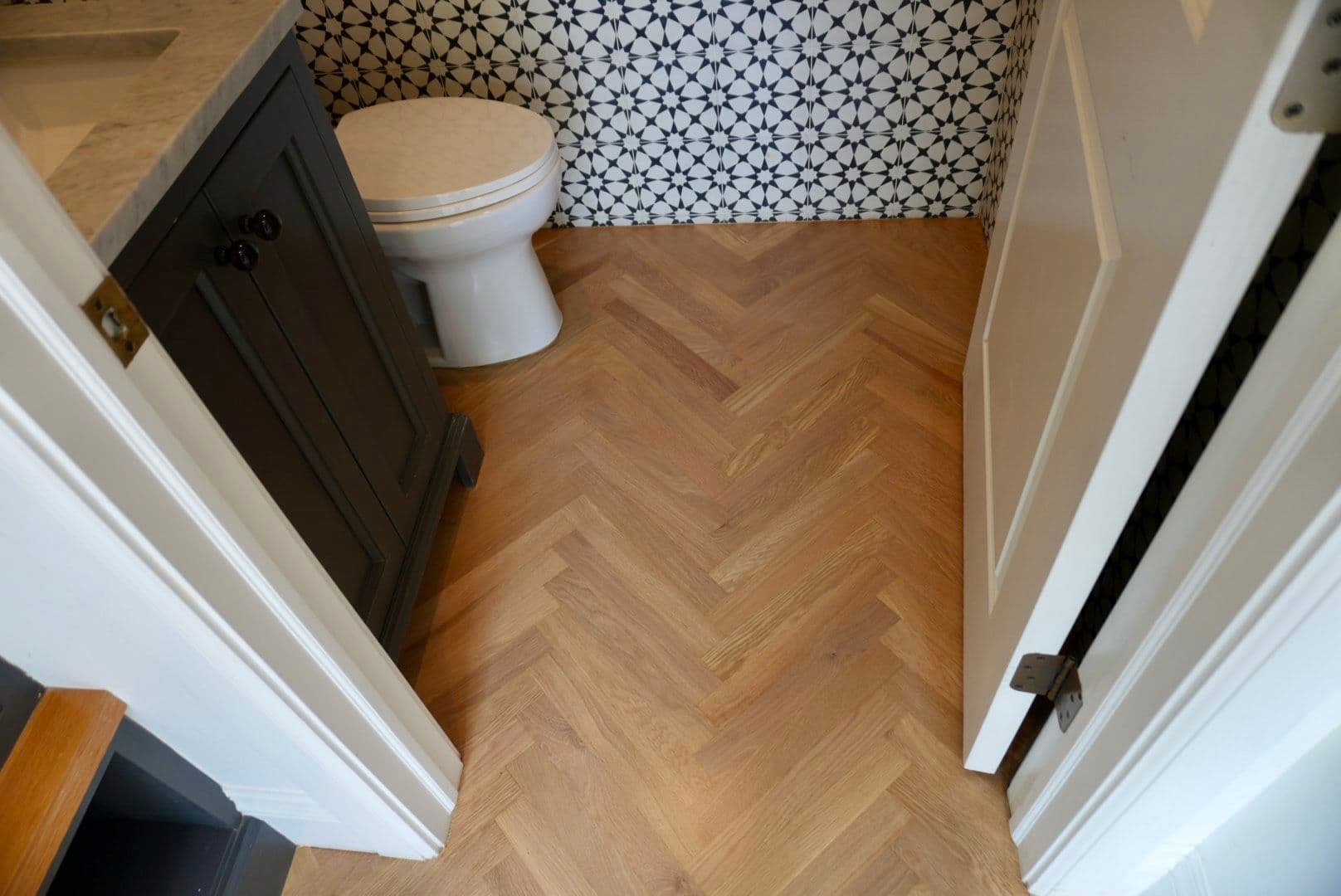 Gallery photos for White Oak Herringbone Hardwood Floors Spanning an Entire Home: Image #9